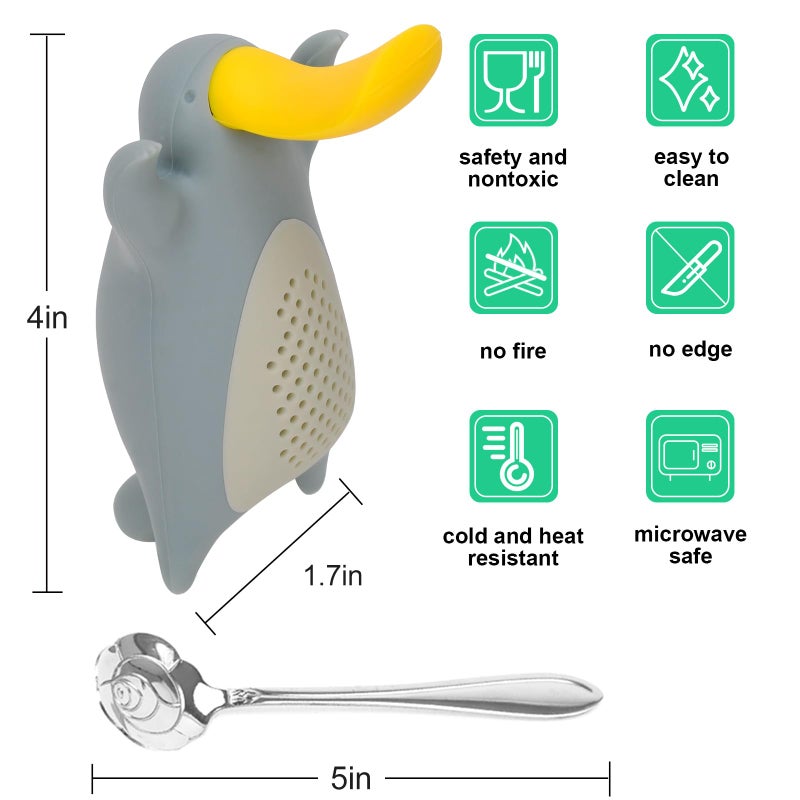 Numola Silicone Tea Infuser Set of 2, Cute Elephant Loose Leaf Tea Strainer with Stainless Steel Teaspoon, Reusable Tea Ball Filter for More Enjoyable Tea Times with Friends and Family - Image 2